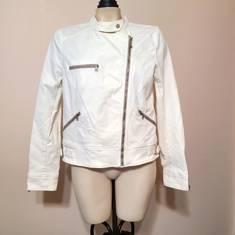 White stretch moto jacket M - Picture 2 of 5